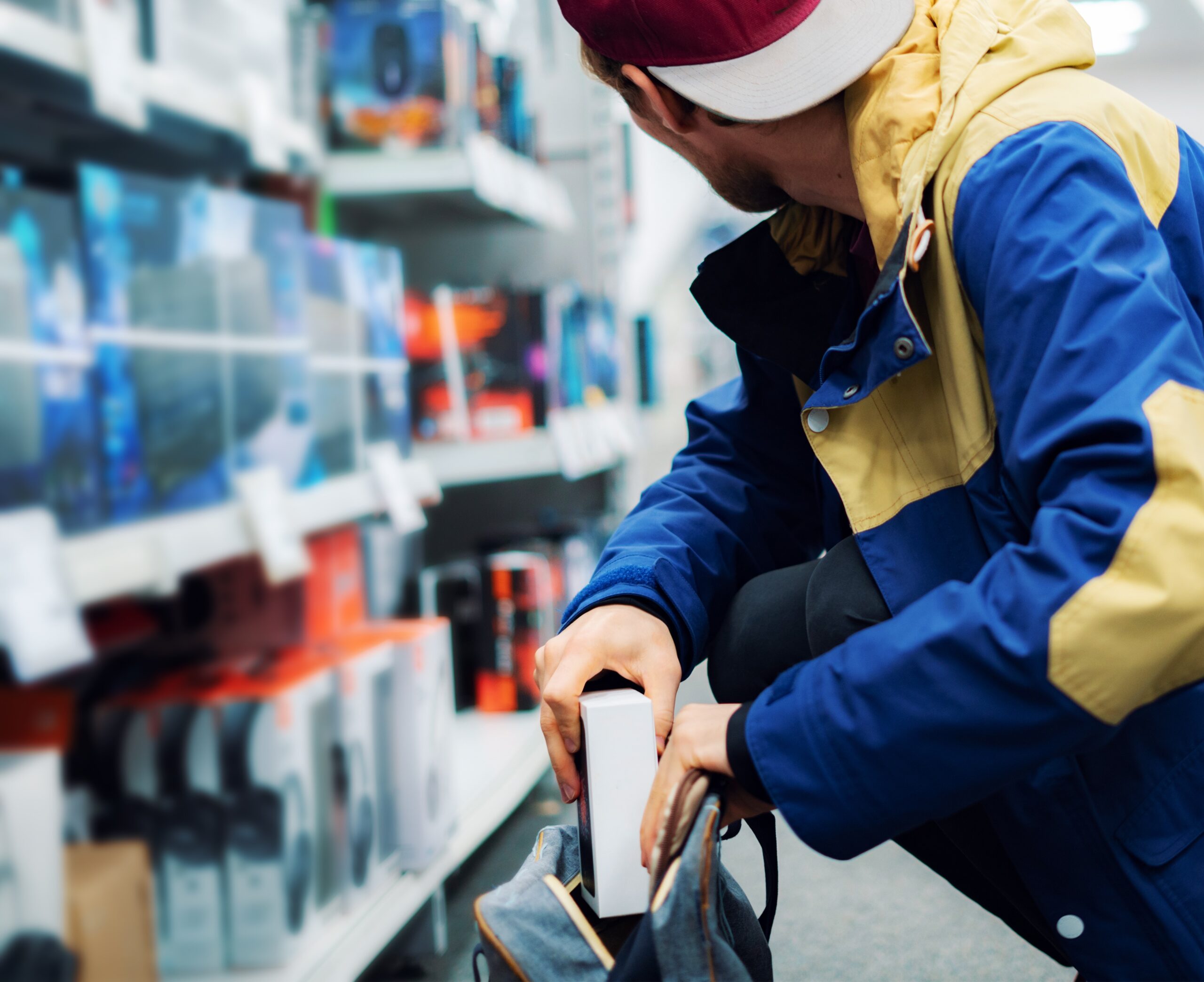 Close,Up,Consumer,Thiefs,Hands,Putting,The,New,Gadget,In